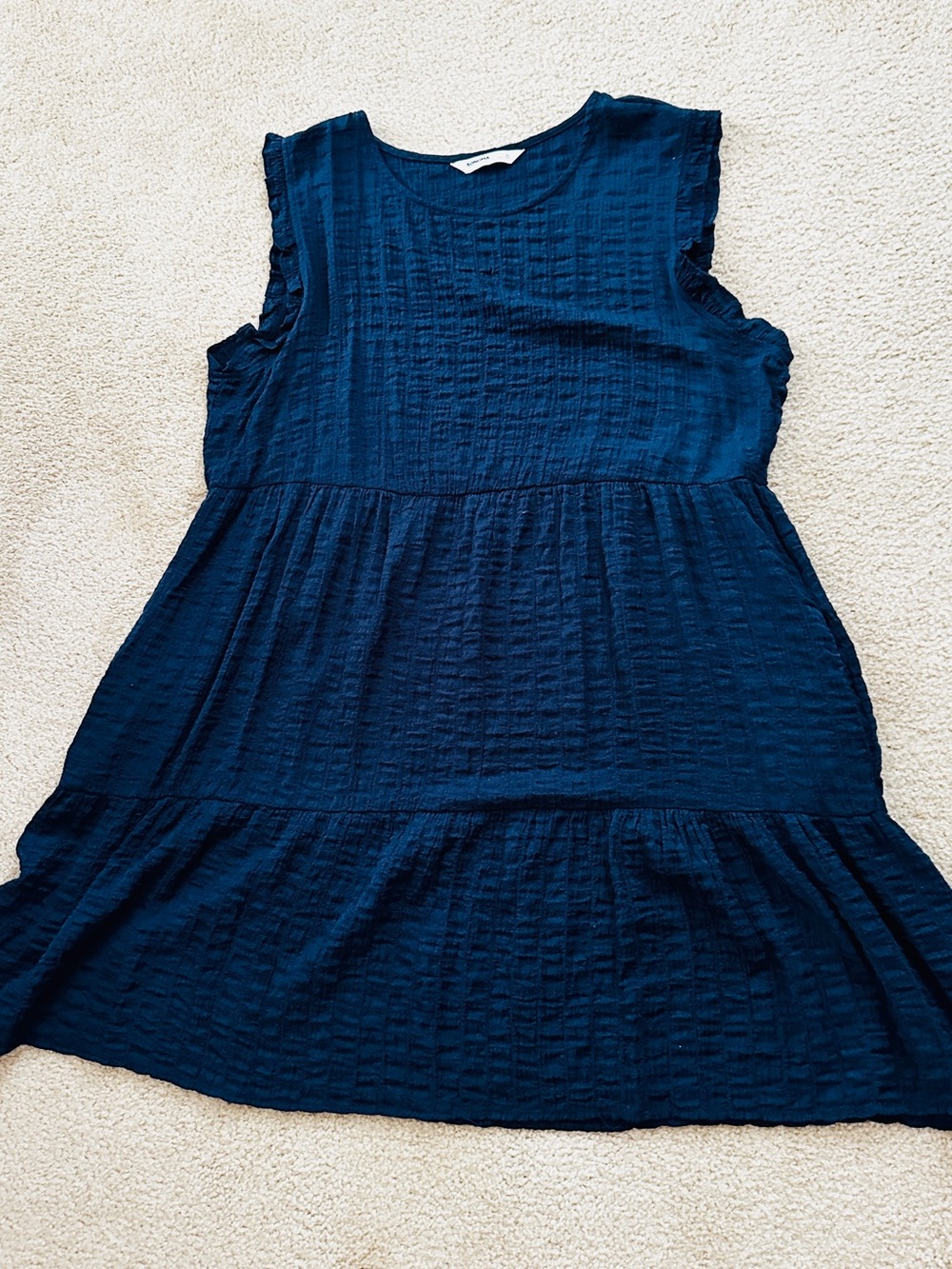 Sonoma Navy Textured Tiered Casual Dress